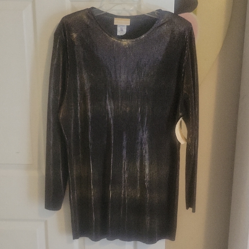 Authentics SzLG Shimmering Black/copper metallic Long Sleeve blouse